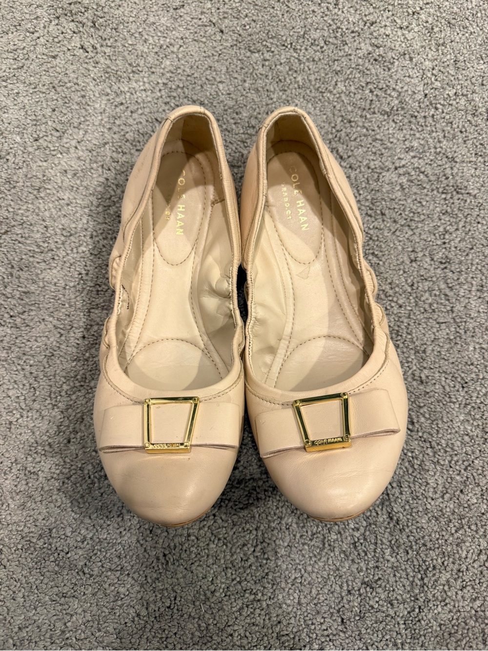 Cole Haan Grand.OS Nude Leather Ballet Flats